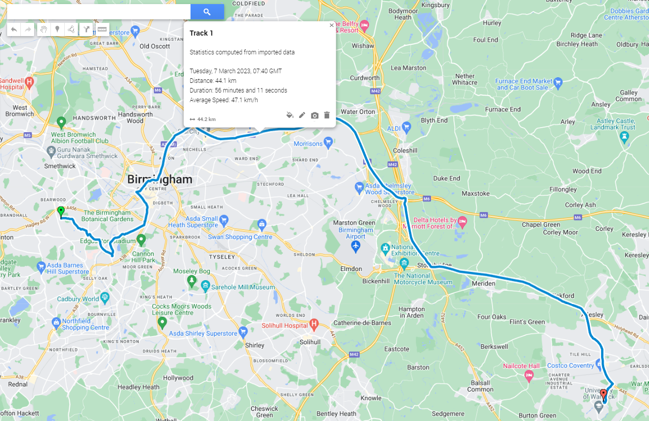 GPXSee visualization of suspect's movements